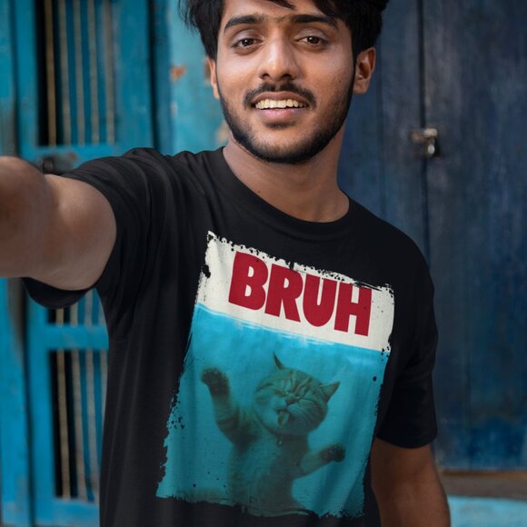 Bruh Funny Cat Meme T-Shirt - Picture 3 of 7